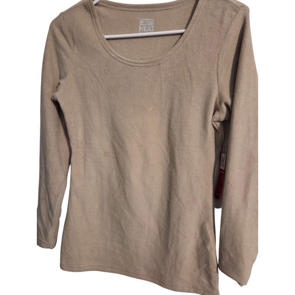 32 Degrees Heat Womens Base Layer Shirt Size S Beige Scoop Neck Long Sleeves